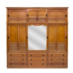 Guarda Roupa Casal Madeira Duplex 3 Portas de Correr 2,58m 6 Gavetas Veneziana Guarda Roupa Casal Madeira Duplex 3 Portas de Correr 2,58m 6 Gavetas Veneziana
