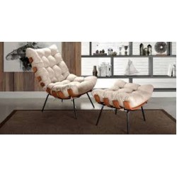 POLTRONA COSTELA COM PUFF