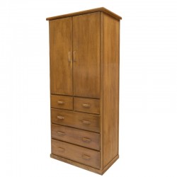 Roupeiro em Madeira 2 Portas de abrir e 5 Gavetas 0,85m Camiseiro Mini