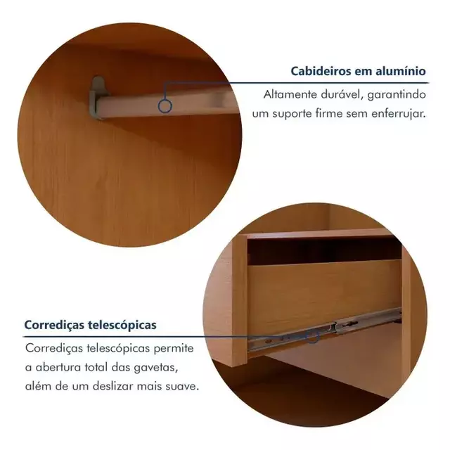 GUARDA ROUPA 06 PTS SUAVITA 6PT GLA COR AMENDOA CLEAN C6 PTS GLASS COM LED
