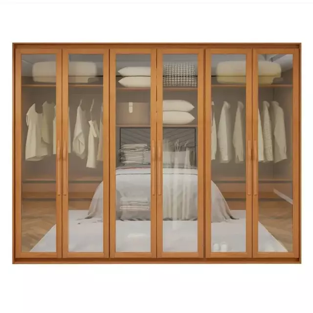 GUARDA ROUPA 06 PTS SUAVITA 6PT GLA COR AMENDOA CLEAN C6 PTS GLASS COM LED