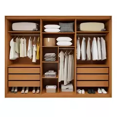 GUARDA ROUPA 06 PTS SUAVITA 6PT GLA COR AMENDOA CLEAN C6 PTS GLASS COM LED