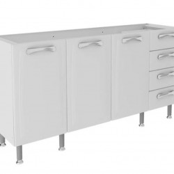 BALCÃO COZINHA 3 PTS E 4 GV C/ ENTRADA PARA PIA IG4GDST-160 PREMIUM - BRANCO