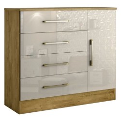 COMODA ZEUS 4 GAVETAS - ROVERE/ OFF WHITE