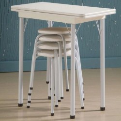 MESA DOBRÁVEL NADIA C/4 BANQUETAS - BRANCO