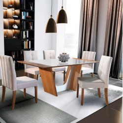 MESA MILANO 1,60 X 1,00 - CANELA C/OFF WHITE