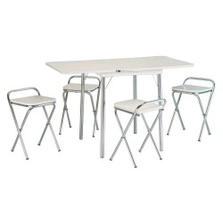 CONJUNTO DE MESA DOBRÁVEL FLOR C/4 BANCOS  - BRANCO
