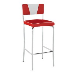 BANQUETA ALTA RETRÔ PB17  - VERMELHO C/BRANCO