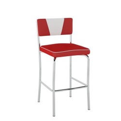 BANQUETA MÉDIA RETRÔ PB18  - VERMELHO / BRANCO