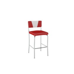 BANQUETA MÉDIA RETRÔ PB18  - VERMELHO / BRANCO