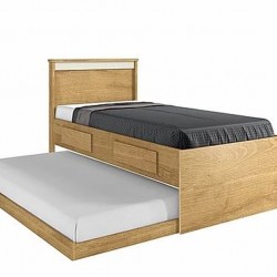 CAMA BIBOX SOLTEIRO ZURIQUE -  AMÊNDOA / OFF WHITE