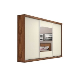 ROUPEIRO MILANO 1 PT COM ESPELHO 100%MDF COSTAS 3 mm  -  BRAÚNA / OFF WHITE