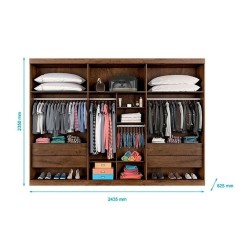 ROUPEIRO MILANO 1 PT COM ESPELHO 100%MDF COSTAS 3 mm  -  BRAÚNA / OFF WHITE
