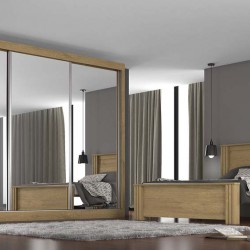 ROUPEIRO 3 PORTAS ESPELHADAS NÁPOLI 100%MDF - AMÊNDOA
