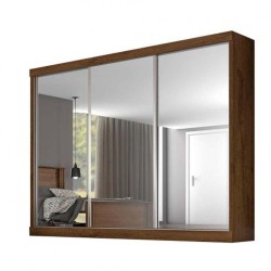 ROUPEIRO 3 PORTAS ESPELHADAS NÁPOLI 100%MDF - BRAÚNA