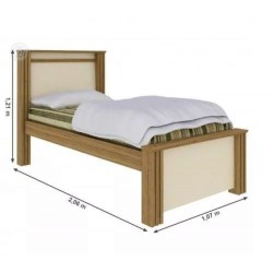 CAMA DE SOLTEIRO MONALISA - AMÊNDOA / OFF WHITE