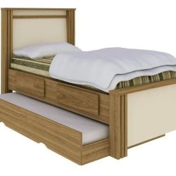 CAMA BIBOX MONALISA SOLTEIRO - AMÊNDOA / OFF WHITE