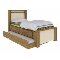 CAMA BIBOX MONALISA SOLTEIRO - AMÊNDOA / OFF WHITE