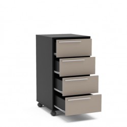 GAVETEIRO MAIA  4 GAVETAS - PRETO-CINZA 40 cm x 75,8 cm x 45 cm