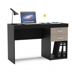 MESA MALTA 2 GAVETAS - PRETO/CINZA 120 cm x 75,5 cm x 46,5 cm