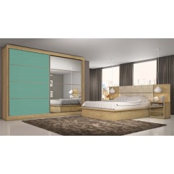 ROUPEIRO SEVILHA 1PT ESPELHADO AMENDOA/ TURQUESA/BORDO 228 x 237 x 55,8