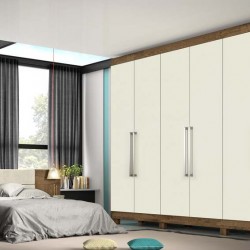 ROUPEIRO ALBA 6 PTS 100% MDF BRAÚNA/ OFF WHITE 245 x 237 x 55,8