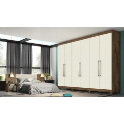 ROUPEIRO ALBA 6 PTS 100% MDF BRAÚNA/ OFF WHITE 245 x 237 x 55,8