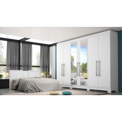 ROUPEIRO ALBA 6 PTS 100% MDF ESPELHADO BRANCO 245 x 237 x 55,8