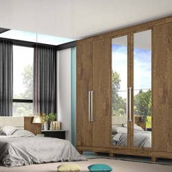 ROUPEIRO ALBA 6 PTS 100% MDF ESPELHADO BRAÚNA 245 x 237 x 55,8