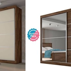 ROUPEIRO VERONA PLUS 1 PT ESPELHADO - BRAUNA / OFF WHITE