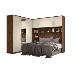 CONJUGADO CASAL IMOLA 100% MDF COM ESPELHO - BRAÚNA / OFF WHITE