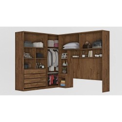 CONJUGADO CASAL IMOLA 100% MDF COM ESPELHO - BRAÚNA / OFF WHITE