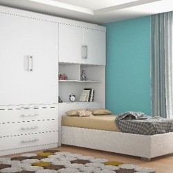 CONJUGADO SOLTEIRO LYON 100%MDF COM CAMA BAU BRANCO 185,5 x 218,5 x 272