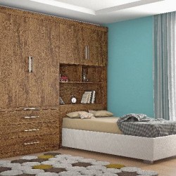 CONJUGADO SOLTEIRO LYON 100%MDF COM CAMA BAU BRAUNA 185,5 x 218,5 x 272