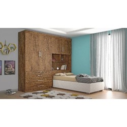 CONJUGADO SOLTEIRO LYON 100%MDF COM CAMA BAU BRAUNA 185,5 x 218,5 x 272
