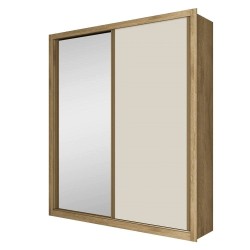 ROUPEIRO MADRID PLUS 1 PT COM ESPELHO 100% MDF - AMENDOA / OFF WHITE