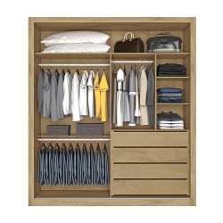 ROUPEIRO MADRID PLUS 1 PT COM ESPELHO 100% MDF - AMENDOA / OFF WHITE